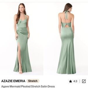 Azazie Emeria Agave Green Maxi Dress
